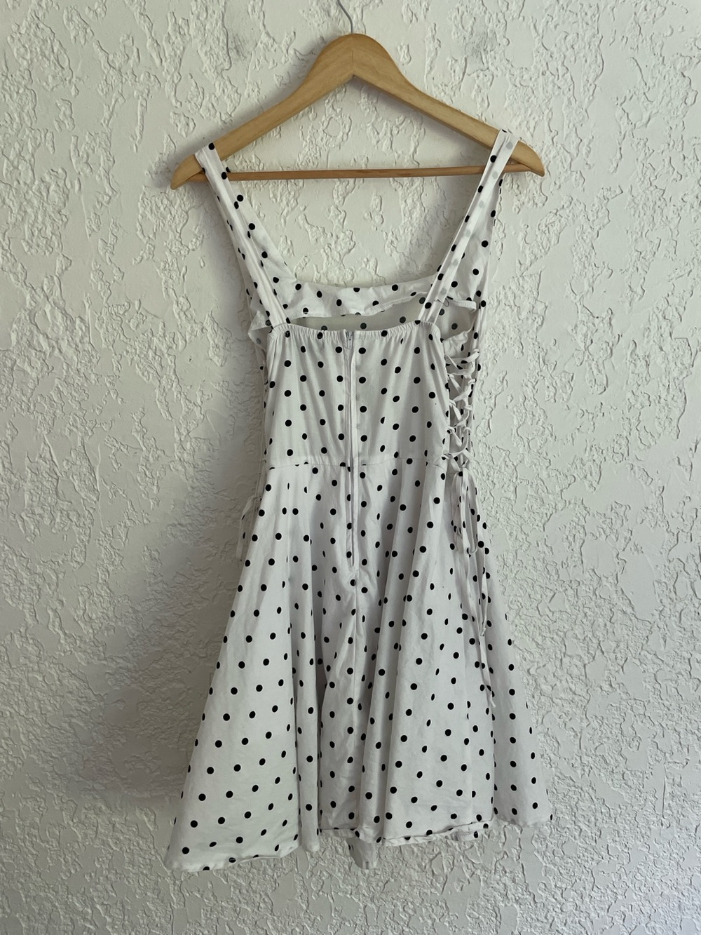 Charlotte Russe RARE Vintage Y2K Polka Dot Cotton Corset Tie Dress - Picture 4 of 6